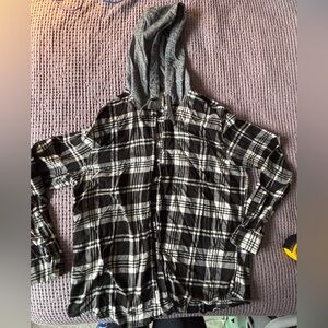 American Eagle Outfitters light Flannel Shirt with Hood